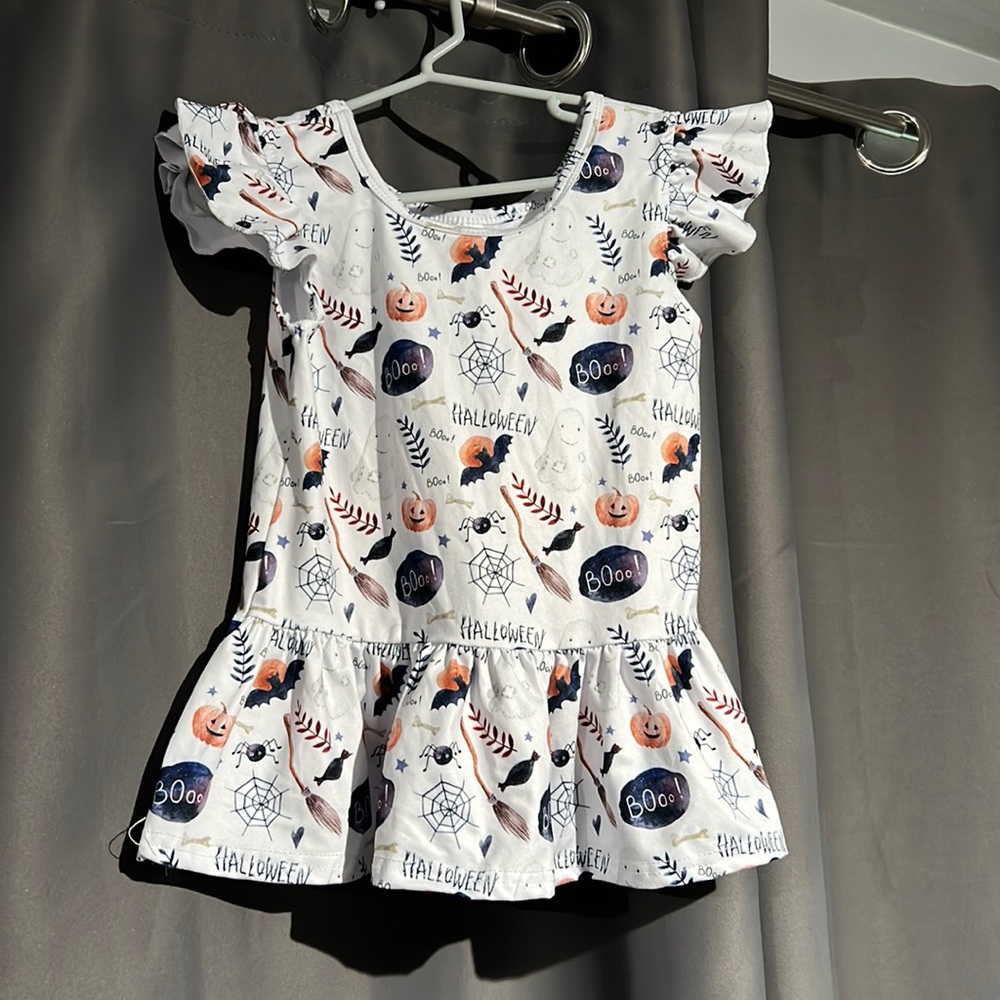 Girls peplum top bats spiders ghosts shirt Halloween witches pumpkin size 5T